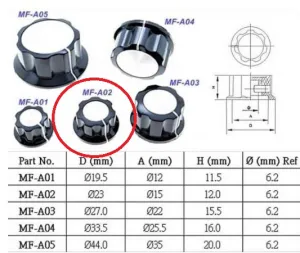 SVO2 سر ولوم فلزی پیچ دار قطر داخلی 6 و 20 میلی متر MF-A03 - اورجینال